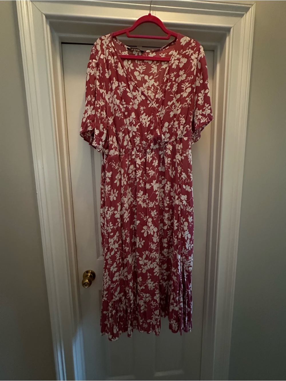 BloomChic Rose Maxi Dress with White Floral Print